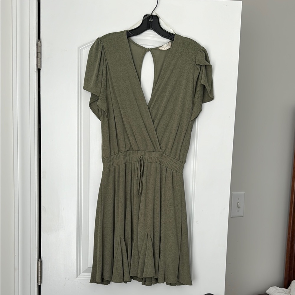 Altar'd State Green Pleated Wrap Midi Dress